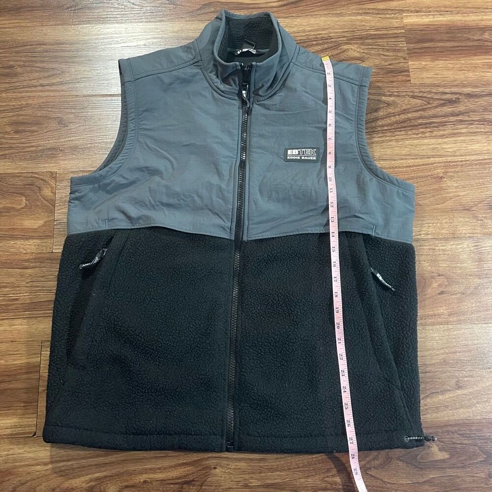 Eddie Bauer EBTEK Full Zip Up Sleeveless Sweater Vest Fleece Gray Men’s Large - Picture 6 of 11